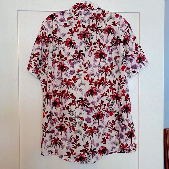 Ross & Gunn Italian 100% Cotton Hawaiian Print Short Sleeve Button-up Shirt - Picture 11 of 14